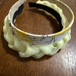 2 NWOT Yellow Headbands. Floral and Braided Chiffon Headbands